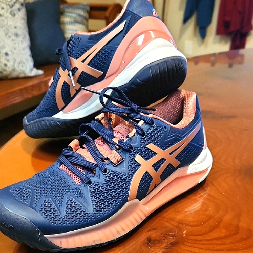 Asics Navy and Coral Athletic Shoes